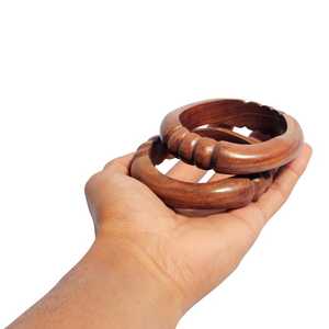 Ensemble de bracelets en bois de Sissoo faits à la main, bijoux artisanaux sculptés, bijoux rustiques bohèmes, bracelets en bois de Sheesham pour femmes, naturels et rustiques - Product Image 3