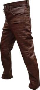 Pantalon unisexe en cuir véritable Eoin Winston Sports, motif alligator, marron, longueur intégrale, modèle Ews0003 - Product Image 3