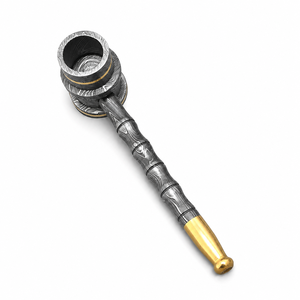 Jexmoo Pipa de Fumar Recta Reutilizable de Acero de Damasco de Lujo Hecha a Mano con Funda de Cuero, Regalo para Papá, Esposo, Novio - Product Image 2