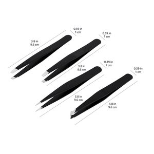 Ensemble de pinces à sourcils courbées en acier inoxydable sans soudure, étui en PU, pointes inclinées, pinces de précision durables pour une épilation classique - Product Image 2