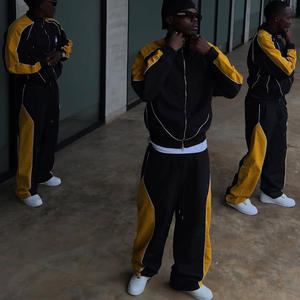 Conjunto Deportivo Personalizado de Alta Calidad, Chaqueta y Pantalones Reflectantes con Cierre, Cortavientos de Nailon y Poliéster para Hombre - Product Image 3