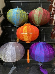 Lanterne en bambou artisanale du Vietnam, en satin, pour restaurant, fête, décoration de mariage, à suspendre, avec housse en tissu de soie DIY, colorée, vente en gros, exportation - Product Image 3