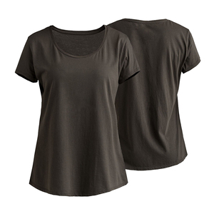T-shirt à manches courtes et col rond pour femme, coupe classique, couleur unie, tricoté, décontracté, à porter en toutes saisons - Product Image 1