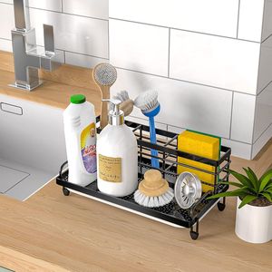 Elegant Black Iron Kitchen Sink Organizer Rack With Durable <b>Frame</b> And Stylish Look For Contemporary Kitchens - Product Image 1