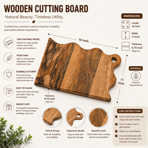 Planche à découper en bois artisanale avec poignée |   Planche à découper en bois de qualité supérieure |   Planche de service pour fromages, pains et charcuteries - Product Image 5
