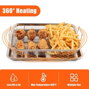 Panier en treillis métallique en acier inoxydable avec poignées, réutilisable, résistant au four, pour friture et refroidissement - Product Image 5