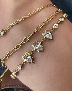 Modern Line <b>Bracelets</b> Wholesale 14k 18k <b>Solid</b> Gold Mix Pear Round Lab Grown Diamonds Prong Set Adjustable 7 Inches Manufacturer - Product Image 4
