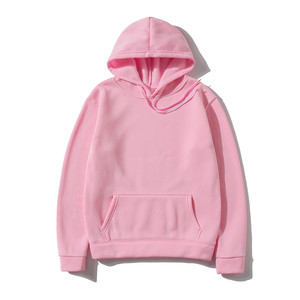 <b>Pink</b> Hooded <b>Sweatshirt</b> Regular Fit Solid Color Knitted Fabric Casual Style for Adults Autumn Wear - Product Image 2