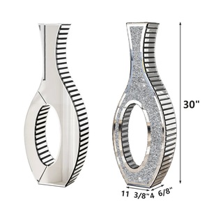 Vase de table haut de gamme en métal avec glaçure transparente craquelée – Support à fleurs moderne, élégant et luxueux pour l'affichage en hôtel - Product Image 1