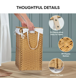 Artex HaiNam <b>Rectangular</b> Natural Water Hyacinth <b>Storage</b> <b>Basket</b> With Handles Rustic Multi-Purpose Organizer For Laundry <b>Storage</b> - Product Image 2