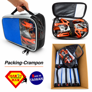 Crampons d'escalade sur glace unisexes CRM-12-S HM Brand 12 points, anti-statiques, en acier allié, certifiés CE, bleus et noirs - Product Image 2