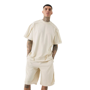 Ensemble de survêtement d'été surdimensionné personnalisé de haute qualité pour homme 2026 – T-shirt et short 100 % coton, tenue décontractée 2 pièces style streetwear - Product Image 1
