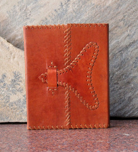 Diario de estilo étnico, de cuero genuino marrón, hecho a mano, encuadernado con pegamento, 18x23cm, para promoción, negocios, escuela, oficina. - Product Image 4