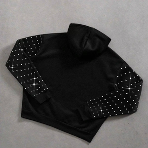 เสื้อฮู้ดดี้ปักคริสตัลเพชร โลโก้สั่งทำ แบรนด์ส่วนตัว สำหรับผู้ชายและผู้หญิง ผ้าฝ้ายพรีเมียม ทรงหลวม สไตล์สตรีทแวร์ ฮิปฮอป - Product Image 4