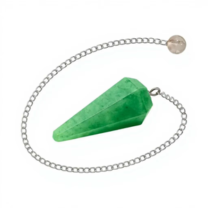 Péndulo de piedra preciosa natural de lujo, verde, facetado, en forma de cono, con cadena plateada, para Feng Shui, Reiki, equilibrio de chakras, arte coleccionable. - Product Image 2