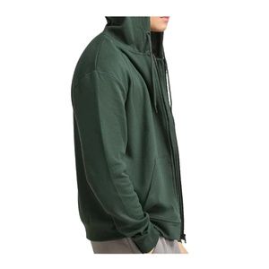 Sudadera con Capucha y Cremallera para Hombre, Color Verde Oscuro, con Cuentas, Corte Regular, Informal, Transpirable, de Algodón Tejido, Felpa Francesa, para Invierno - Product Image 2