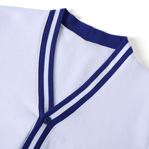 Custom Albany State <b>White</b> Fleece <b>Cardigan</b> Men's Embroidered Logo Striped Trim Wholesale Fraternity Wear School & Collegiate - Product Image 4