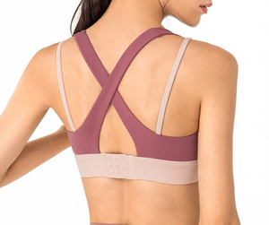 Sujetador deportivo de alto impacto personalizado con espalda cruzada, top corto transpirable para yoga, inalámbrico, acolchado, de secado rápido, ropa deportiva al por mayor para fitness - Product Image 2