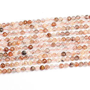 Wholesale Hot Selling Stunning Natural Cut Faceted <b>Red</b> Copper Rutilated Quartz Stone <b>Beads</b> Loose for DIY Jewelry Making - Product Image 1