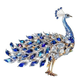 Decoración de jardín de arte moderno, adorno de jardín con pavo real de cristal azul - Product Image 1