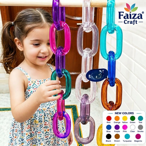 FAIZA CRAFT Décoration murale suspendue artisanale moderne pour mariage, maillons de chaîne en résine acrylique colorée, couleur personnalisée pour la décoration intérieure - Product Image 1
