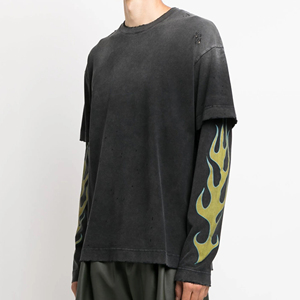 เสื้อยืดโอเวอร์ไซส์ผู้ชายผ้าฝ้าย 100% แบบสั่งทำพิเศษ พิมพ์ลายตัวอักษร ซักแล้วเป็นทรงสวย เป็นมิตรต่อสิ่งแวดล้อม พิมพ์ลายสกรีน แขนยาวสองชั้น ทรงบ็อกซี่ ตัดสั้น - Product Image 4