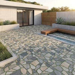 Carreaux de sol extérieurs vitrifiés robustes 400x400mm 12mm, finition perforée antidérapante pour parking, allée, jardin, passerelle, usage commercial - Product Image 6