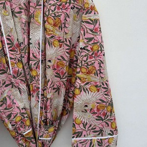 Bata de Casa de Algodón Puro Estampada a Mano, Kimono de Verano con Estampado Floral, Túnica de Playa/Ropa Casual Cómoda para Maternidad - Product Image 6