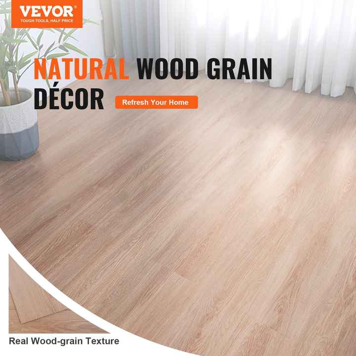 Self-Adhesive 36 X 6 Inch Vinyl Floor Tiles 2.5mm Thick Peel Stick Decking for Kitchen Dining Room Easy Home Decor Natural Wood