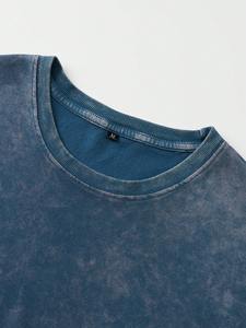 Maillot de football américain personnalisé délavé à l'acide pour homme, coupe ample en coton, style vintage bleu délavé, streetwear hip-hop, chemise sportive OEM - Product Image 4