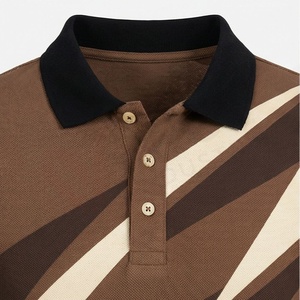 Polo à manches courtes pour homme, imprimé géométrique marron, décontracté, respirant, en coton Oxford, coupe classique - Product Image 4