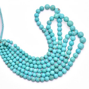 Perles rondes lisses en turquoise bleue AAA+ de 5 mm à 11 mm, turquoise naturelle d'Arizona, pierres semi-précieuses de haute qualité pour bijoux - Product Image 3