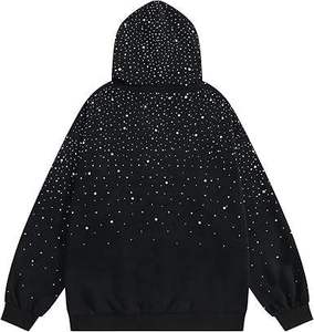 เสื้อฮู้ดดี้พรีเมียมประดับเพชรทั้งตัว แบบหนาพิเศษ ผ้าฟลีซคอตตอน สำหรับผู้ชายและผู้หญิง ทรงหลวม สไตล์สตรีทแวร์ - Product Image 5