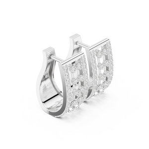 Pendientes de Aro Huggie de Oro Blanco de 10K para Mujer con Diamantes Cultivados en Laboratorio de Corte Brillante, Múltiples Hileras, Chapados en Rodio, 0.54ct, Color Diamante Blanco - Product Image 4