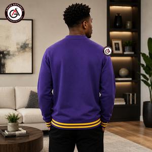 Cárdigans de Lana para Hombre con Bordado Omega de Fraternidad, Venta al Por Mayor para Invierno |   Cierre de Botón Decorativo Vintage de Estilo Personalizado - Product Image 2
