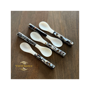 Ensemble de 5 cuillères en nacre naturelle, cuillères à café, à thé, à dessert, à caviar, vaisselle de cuisine, fabrication artisanale, VIETCHOICE - Product Image 3