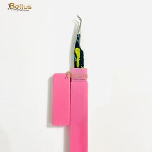 Pinzas para Pestañas con Punta de Fibra Rosa de 45 Grados, Puntas de Fibra Blancas, Agarre de Diamante, Acero Inoxidable, Logotipo Personalizado, Marca Privada - Product Image 1
