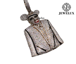 Jewelux Colgante de Cruz de Mickey Mouse con Incrustaciones de Diamantes, Plata 925, Chapado en Oro de 18K, Diseño de Dibujos Animados, Amuleto de Lujo Estilo Hip Hop, Unisex - Product Image 3