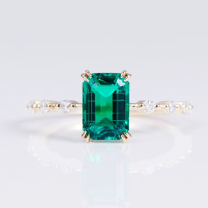 CONCEPTION 925 <b>Silver</b> 18k Gold Luxy <b>Emerald</b> Stone Custom Women Jewelry Moissnaite <b>Ring</b> For Womens - Product Image 1