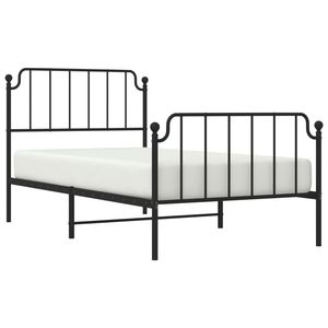 Cadre de lit double en acier noir avec revêtement poudré, lit rectangulaire en métal - Product Image 3