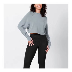 Sudadera Corta Deportiva para Mujer, Nueva Moda, Diseño Básico, Color Sólido, para Deportes de Invierno, 100% Algodón, Felpa, Transpirable, de Secado Rápido - Product Image 2