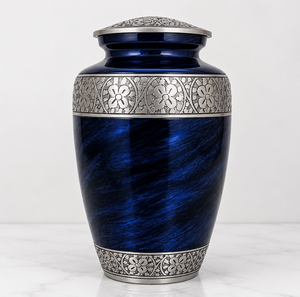 Urna Funeraria de Esmalte Personalizable Estilo Americano en Color Marrón Plateado con Adhesivo para Foto Conmemorativa para Cenizas Humanas - Product Image 6