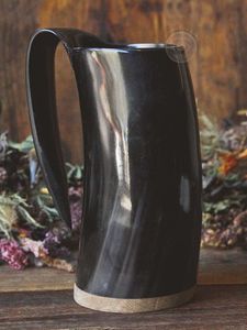 Vintage Horn Mug With Black Handle Reusable Beer <b>Drinkware</b> <b>Accessory</b> - Product Image 5