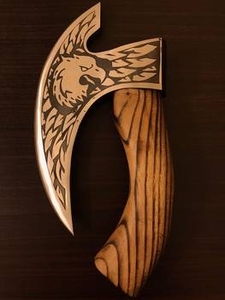 Cuchillo para Pizza de Acero de Damasco y Madera Hecho a Mano de la Mejor Calidad con Funda de Cuero - Product Image 1