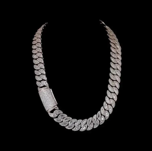 Silver <b>Rope</b> <b>Chain</b> Necklace Iced Moissanite Stone Luxury Statement Jewelry Elegant Unisex Fashion Wear Party Gift Accessory - Product Image 1