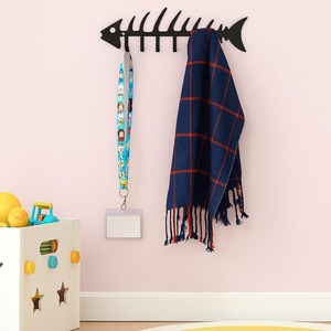 Fish Bone Black <b>Wall</b> <b>Key</b> <b>Hook</b> Holder Suitable For Office Desk Area <b>Key</b> Organization And Car <b>Keys</b> Hanging For Quick Pickup - Product Image 2