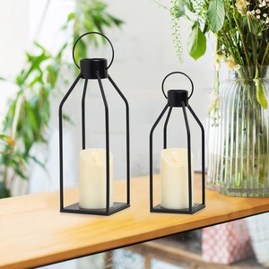 Elegante Farol de Hierro Hecho a Mano para Decoración Moderna del Hogar, Portavelas Decorativo de Metal con Paneles de Vidrio para Navidad - Product Image 1