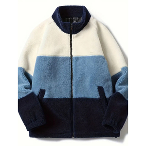 Veste en polaire sherpa personnalisée pour homme, coupe-vent, respirante, séchage rapide, écologique, col montant, logo frontal, confortable, pour l'hiver et les activités de plein air - Product Image 3