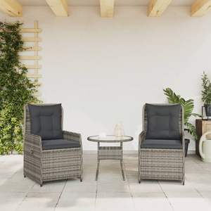 2pcs Gray Poly <b>Rattan</b> <b>Reclining</b> Patio <b>Chairs</b> - Product Image 3