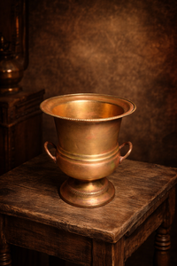 Vintage Brass Planter <b>Vase</b> With <b>Ribbed</b> Design For Outdoor Decor - Product Image 4